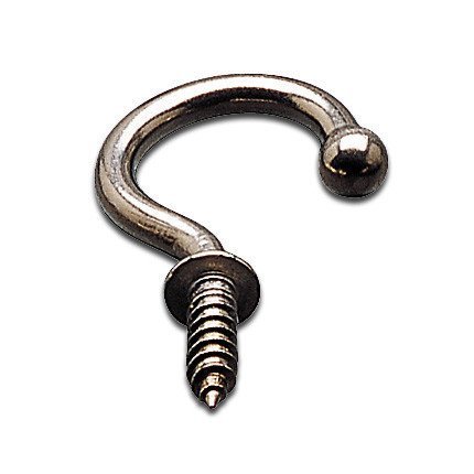 Richelieu Stainless Steel 1 11/32" Long Single C-Shaped Screw Hook in Polished Stainless Steel