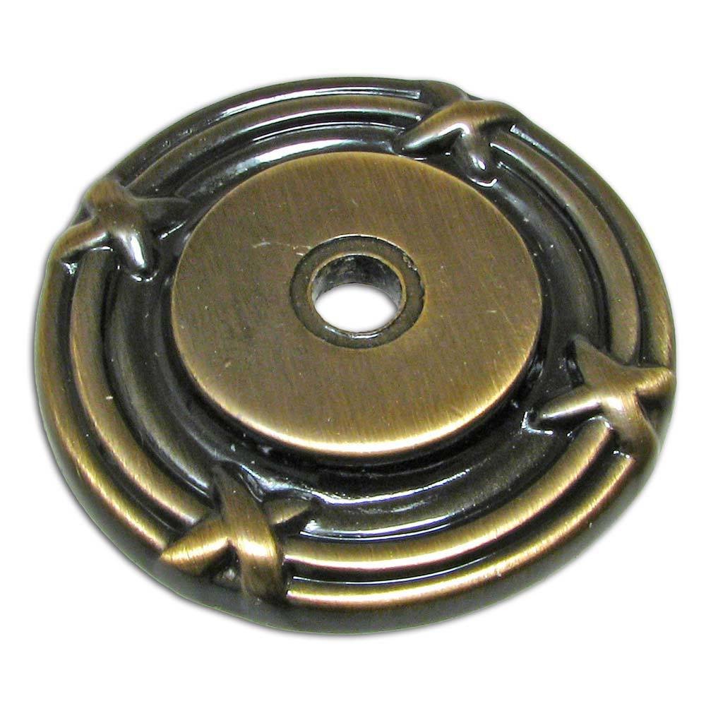 Richelieu 1 1/2" Diameter Round Knob Backplate with Twig and Cross-tie Detail in Antique English