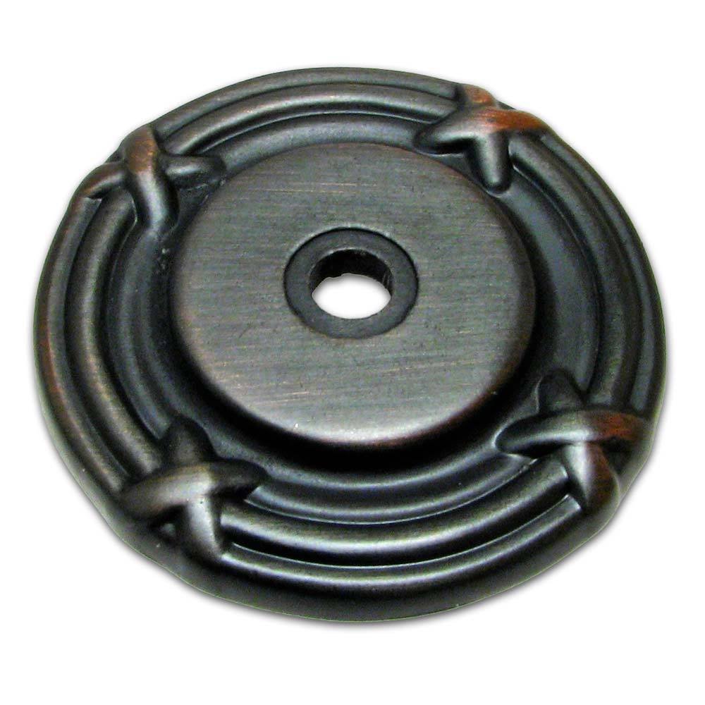 Richelieu 1 1/2" Diameter Round Knob Backplate with Twig and Cross-tie Detail in Brushed Oil Rubbed Bronze