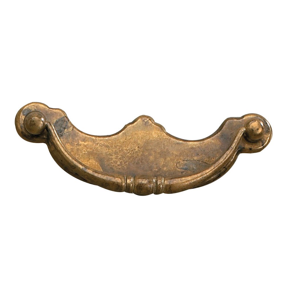 Richelieu Solid Brass 3 3/4" Centers Beaded Chippendale Bail Pull with Backplate in Oxidized Brass