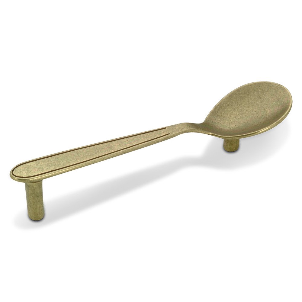 Richelieu 3 3/4" Centers Spoon Bar Pull in Burnished Brass