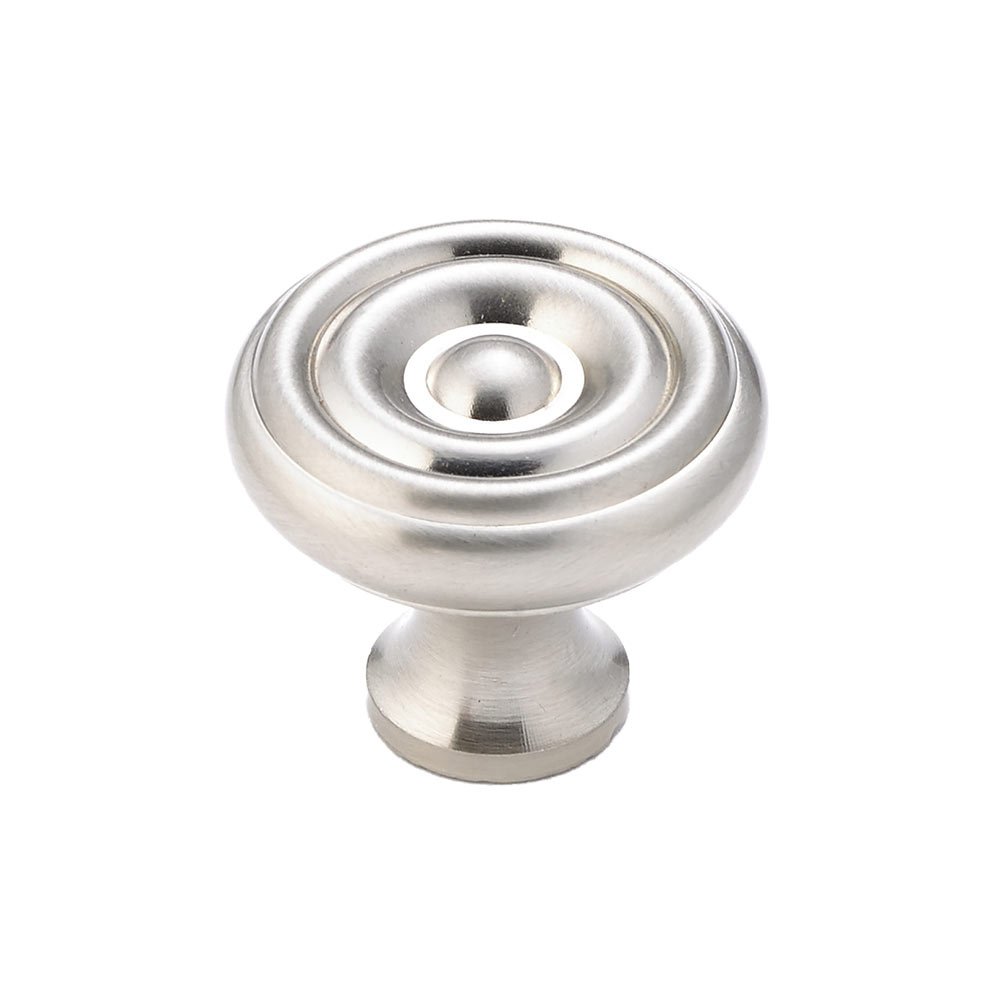 Richelieu Solid Brass 1 1/4" Diameter Flattened Knob with Concentric Circles in Brushed Nickel