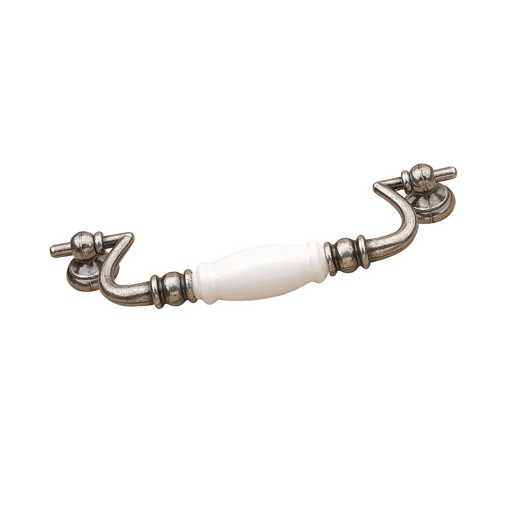 Richelieu 6 1/4" Centers Beaded Bail Pull with Ceramic Insert in Faux Iron and White