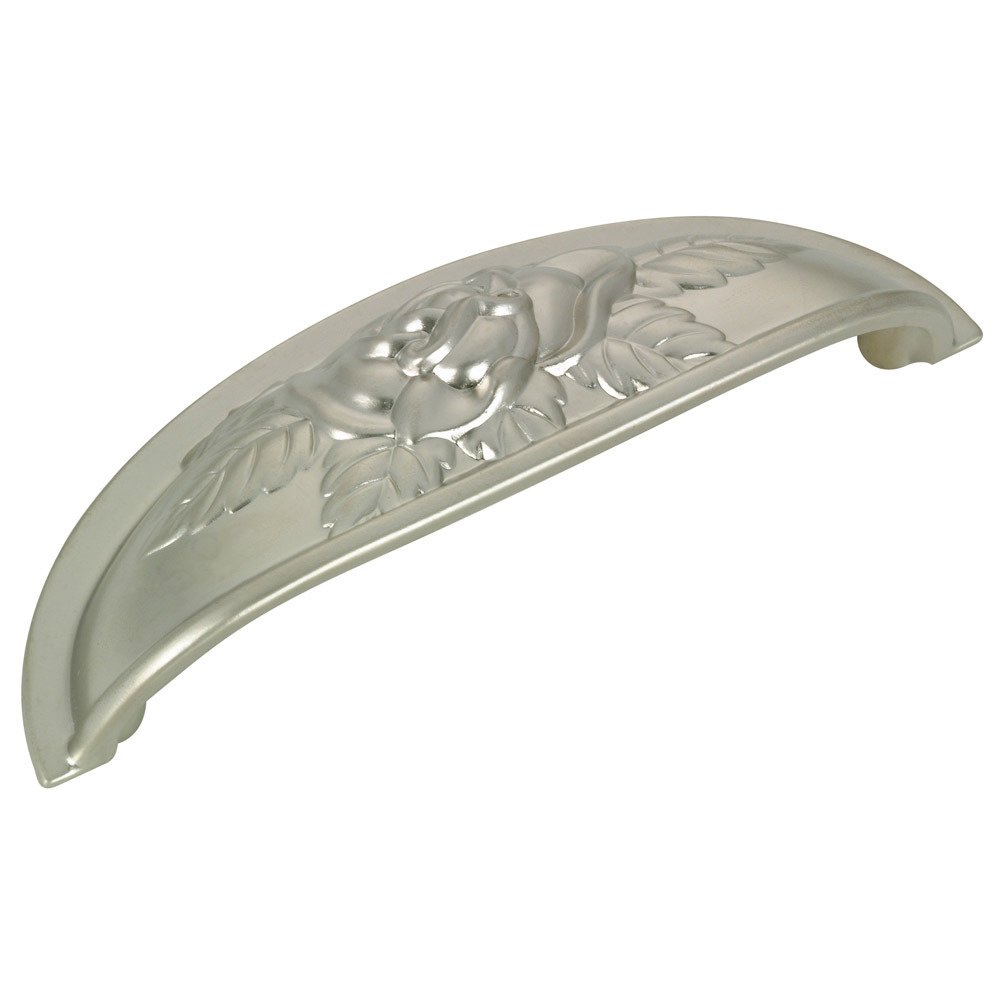 Richelieu 3 3/4" Centers Rose Embossed Cup Pull in Matte Nickel