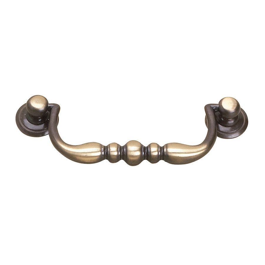 Richelieu Solid Brass 3 3/4" Centers Round Base Bail Pull with Beaded Center in Satin Bronze