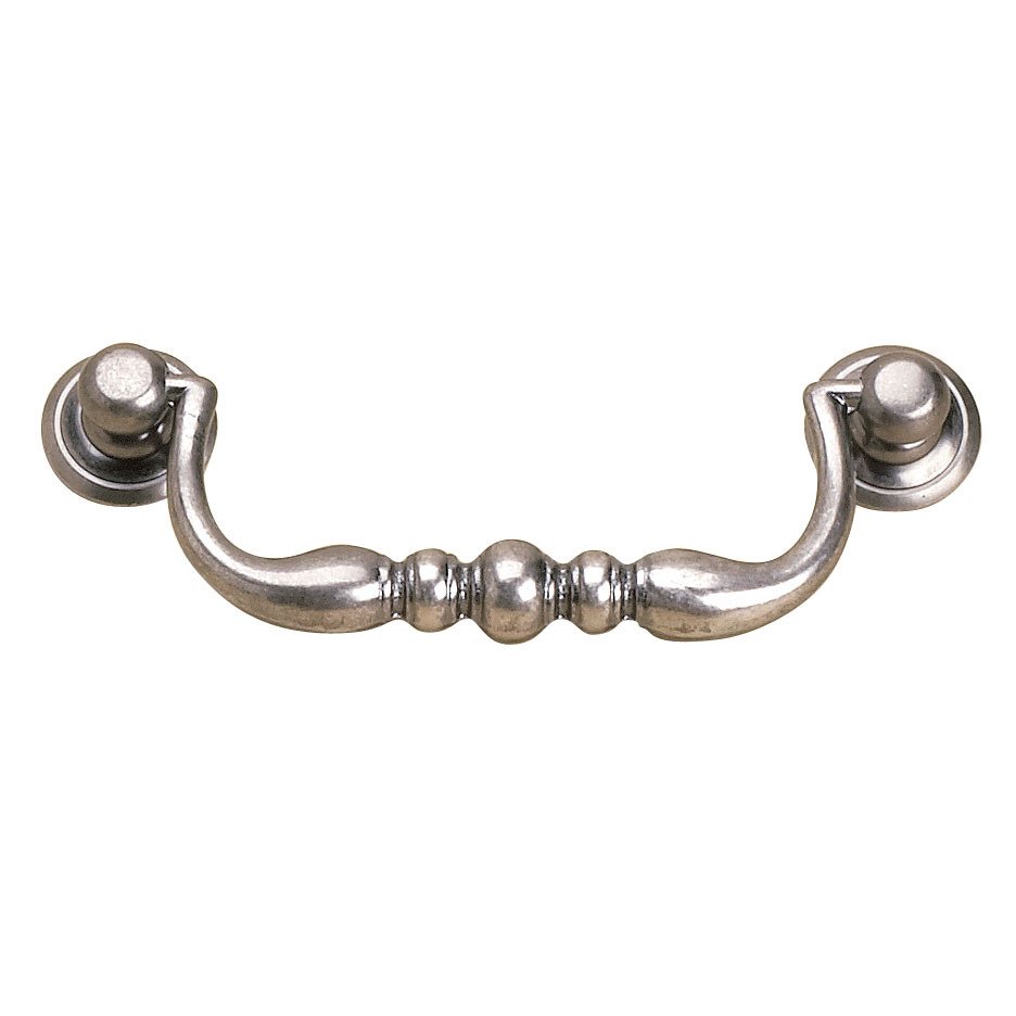 Richelieu Solid Brass 3 3/4" Centers Round Base Bail Pull with Beaded Center in Faux Iron