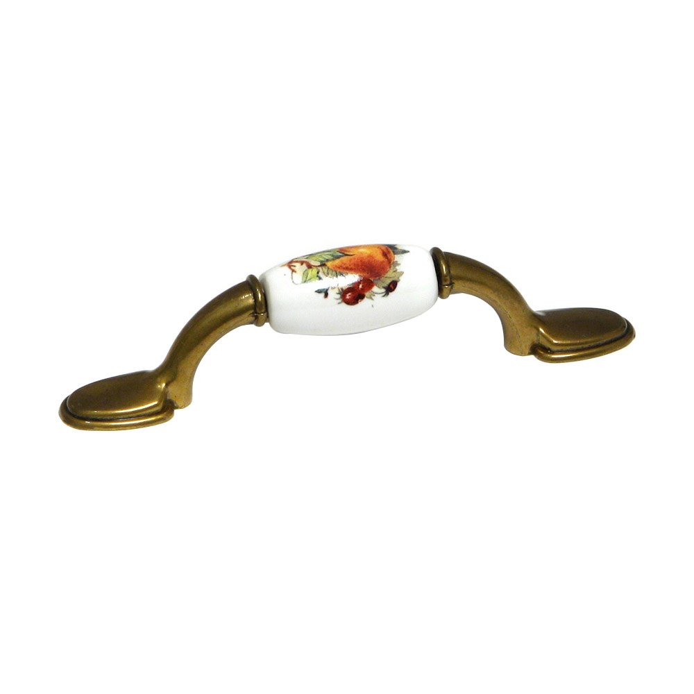 Richelieu 3" Centers Ceramic Inlayed Bow Pull in Burnished Brass, Plum and Pear