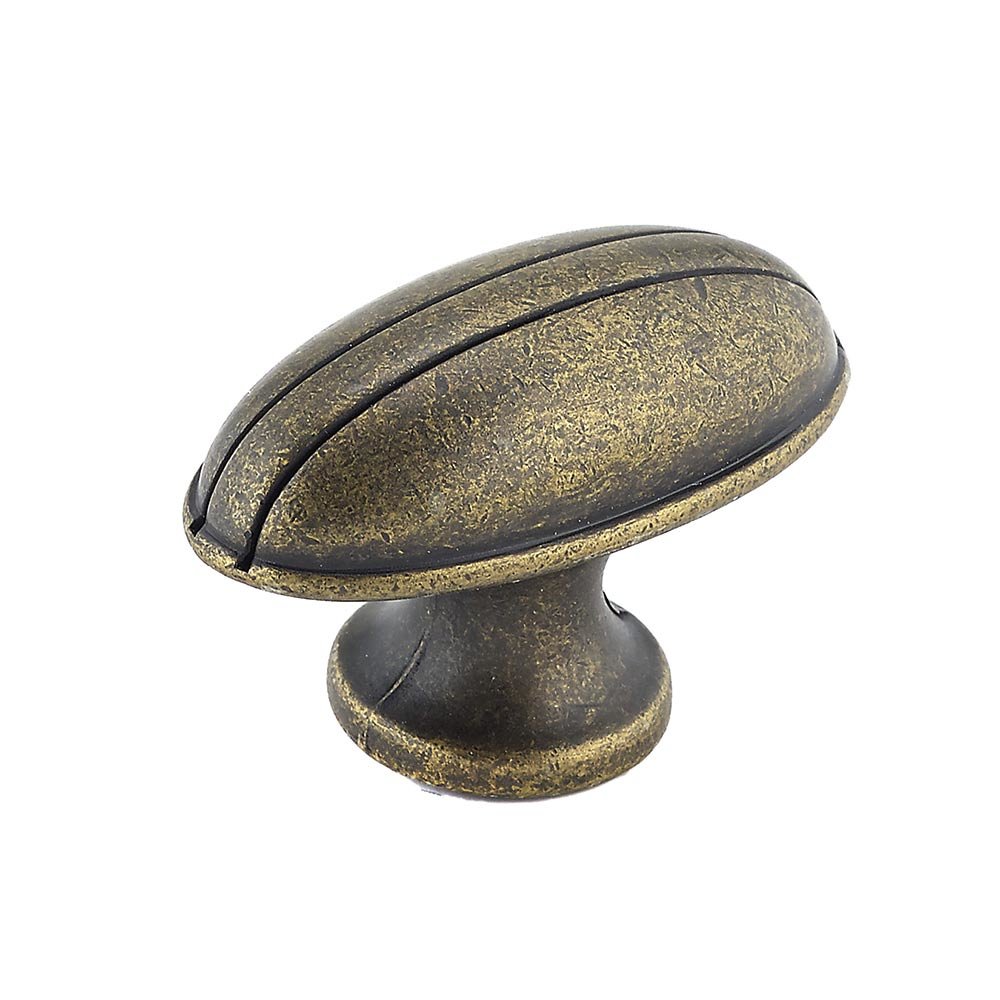 Richelieu 1 15/16" Long Oblong Knob with Twin Stripes in Burnished Brass