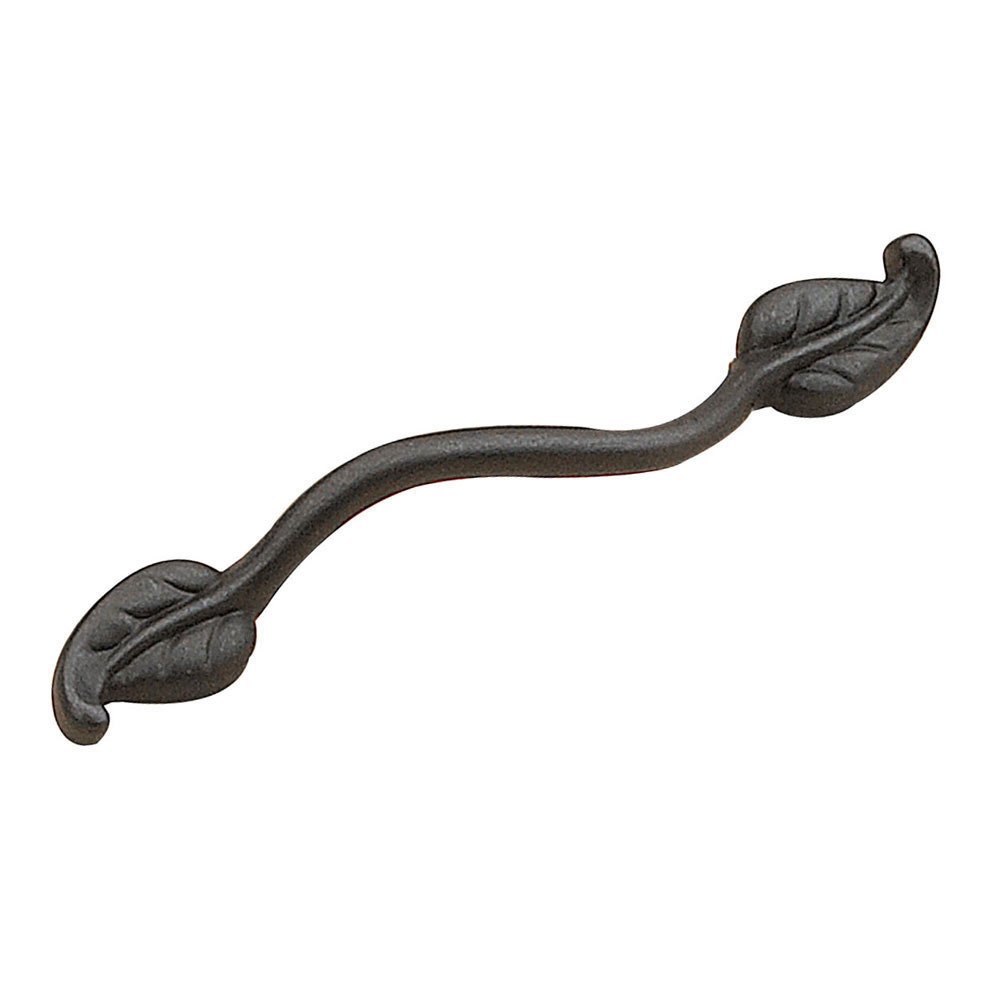 Richelieu 3 3/4" Centers Leaves Pull in Matte Black Iron