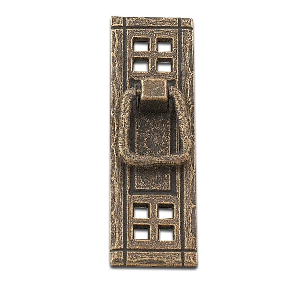 Richelieu 4 1/4" Centers Craftsman Style Pendant Pull with Backplate in Burnished Brass