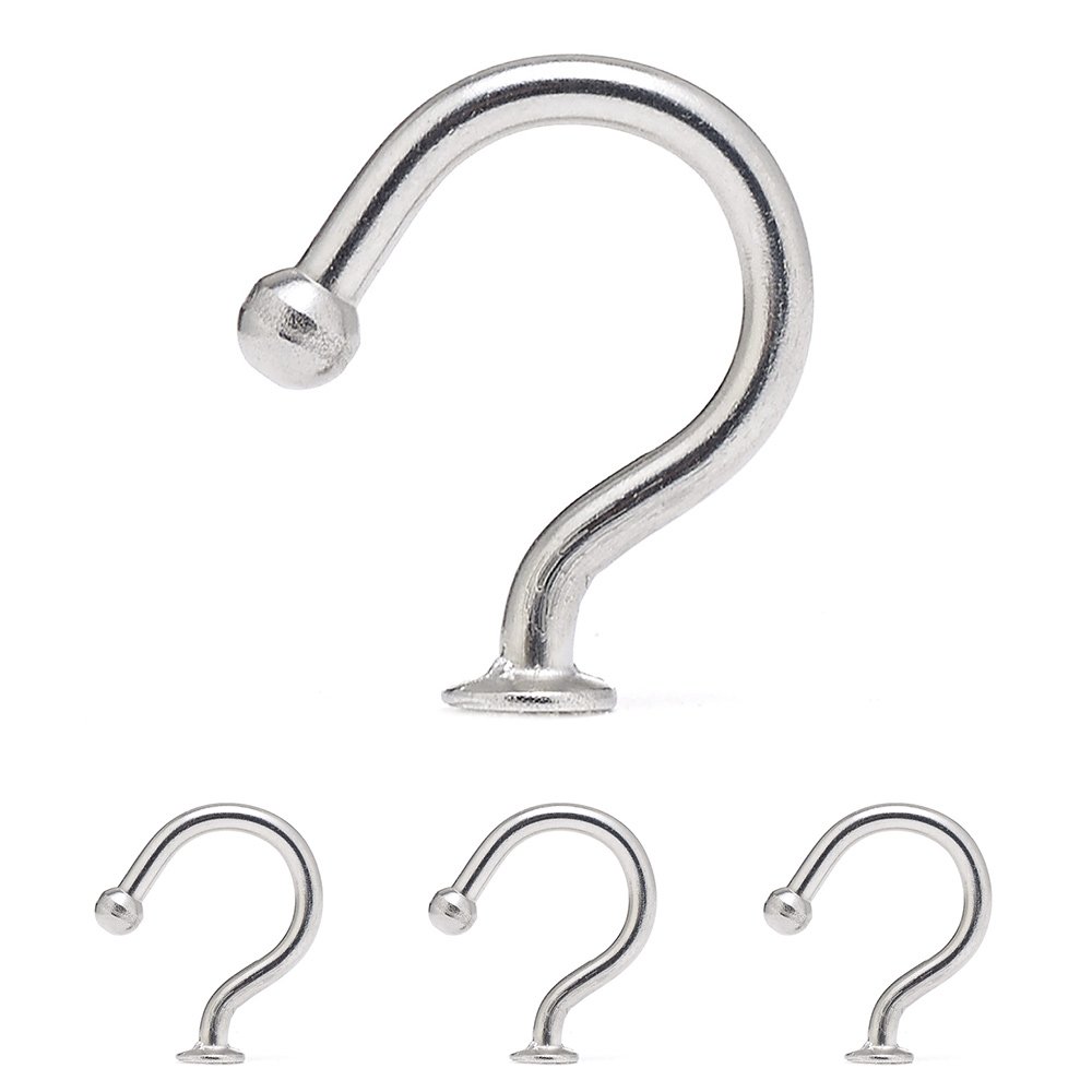 Richelieu Stainless Steel 23/32" Long Single C-Shaped Screw Hook in Polished Stainless Steel (SOLD AS PACK OF 4)