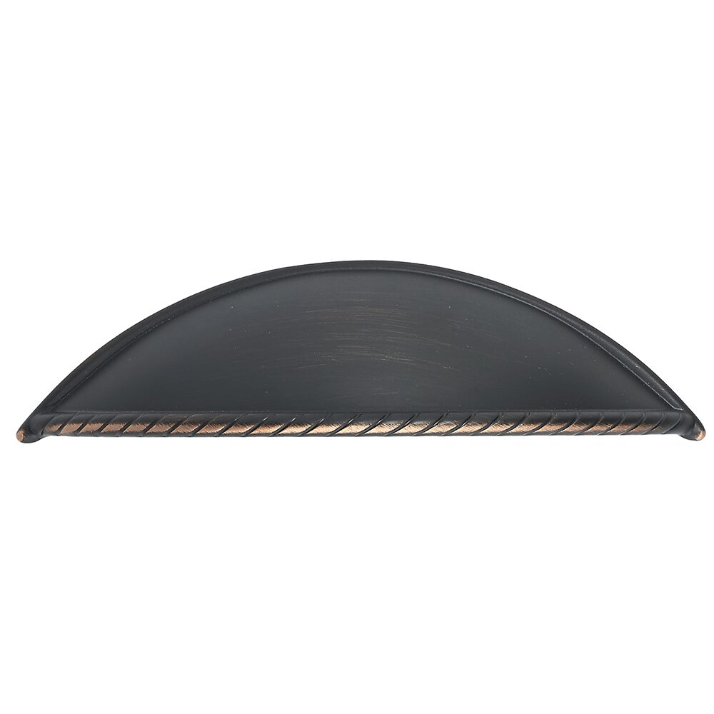 Richelieu 3 3/4" Centers Cup Pull with String Embossed Detail in Brushed Oil Rubbed Bronze