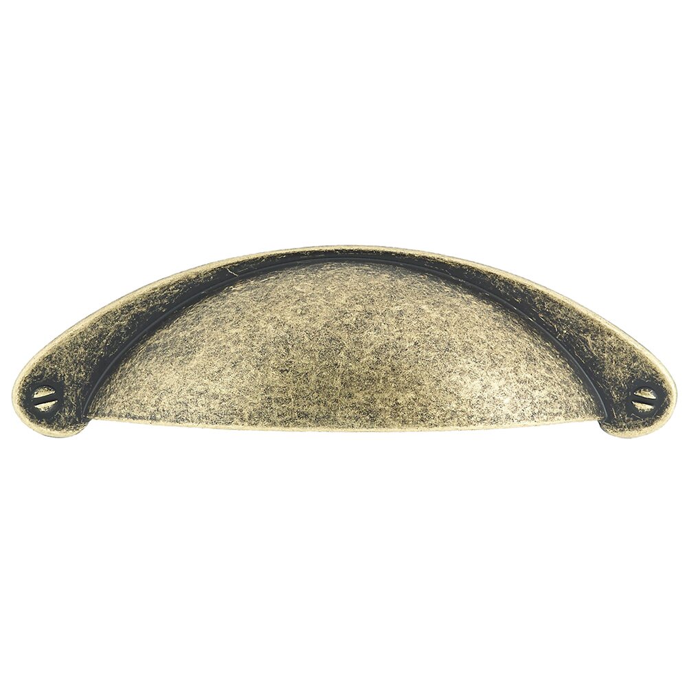 Richelieu 3" Centers Cup Pull with Faux Screws in Burnished Brass