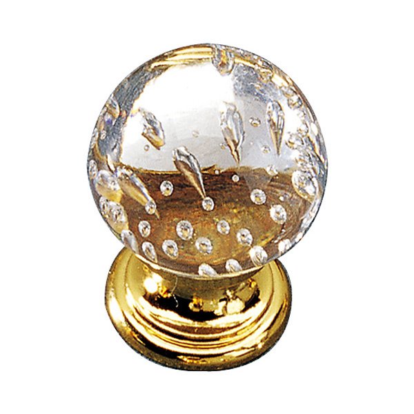 Richelieu Solid Brass 1" Diameter Bubble Knob in Brass and Bubble Glass