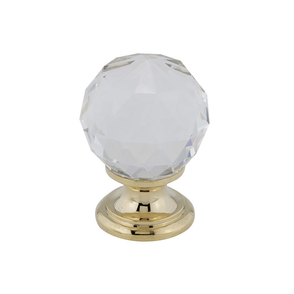 Richelieu Solid Brass 1" Diameter Beveled Knob in Brass and Clear Crystal