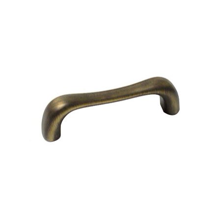 RK International 3" Center Contemporary Bent Middle Pull in Antique English