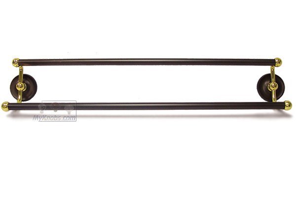 RK International 24" Double Towel Bar in Two-Tone Oil Rubbed Bronze and Brass