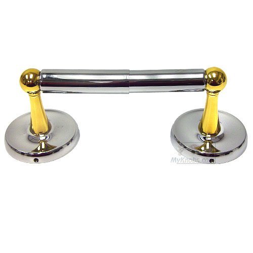 RK International Two Post Tissue Paper Holder in Two-Tone Polished Chrome and Brass