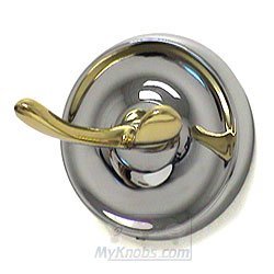RK International Double Hook in Two-Tone Polished Chrome and Brass