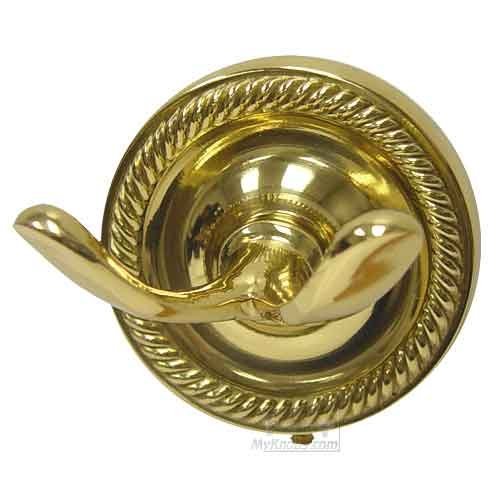 RK International Double Hook in Polished Brass