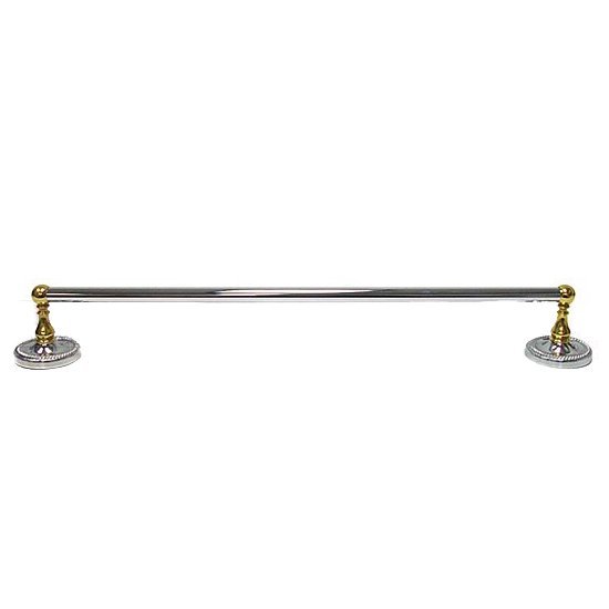 RK International 24" Towel Bar in Two-Tone Brass and Chrome