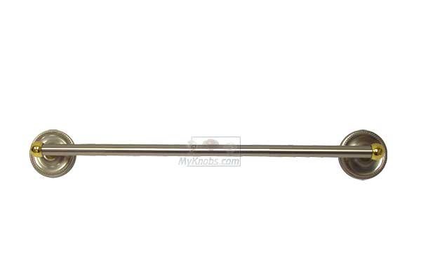 RK International 24" Towel Bar in Two-Tone Satin Nickel and Brass