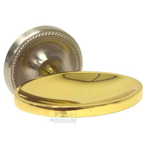 RK International Soap Dish in Two-Tone Satin Nickel and Brass