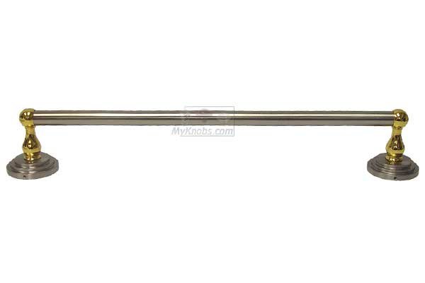 RK International 18" Towel Bar in Two-Tone Satin Nickel and Brass