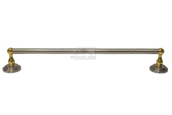 RK International 30" Towel Bar in Two-Tone Satin Nickel and Brass