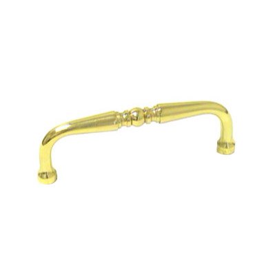 RK International 3 1/2" Center Decorative Curved Pull in Polished Brass