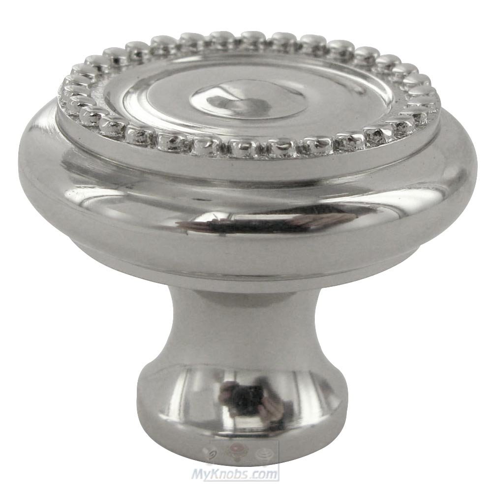 RK International 1 1/4" Diameter Beaded Knob with Tip in Polished Nickel