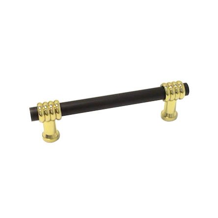 RK International 3 1/2" Center Oil Rubbed Bronze with Brass Swirl Pull in Oil Rubbed Bronze with Brass
