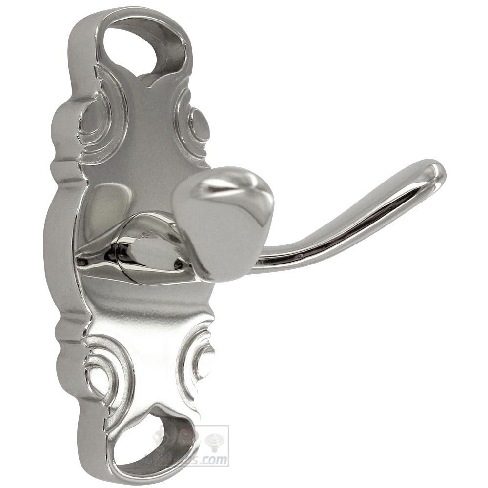 RK International French Curve Base Double Hook in Polished Nickel