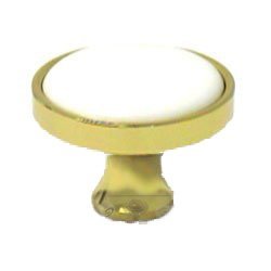 RK International 1 1/4" Brass Knob with White Porcelain Insert