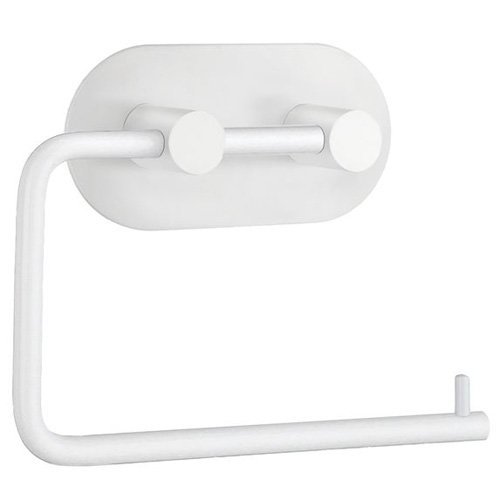 Smedbo Steel Self-Adhesive Toilet Roll Holder in White Brushed Stainless Steel