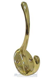 Smedbo 4 3/8" Coat and Hat Hook in Polished Brass