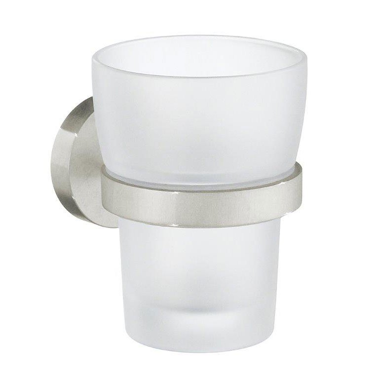 Smedbo Holder with Frosted Glass Tumbler Brushed Nickel