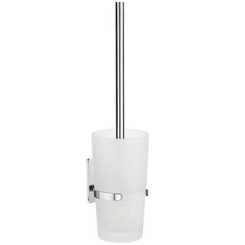 Smedbo Toilet Brush Container in Polished Chrome with Frosted Glass