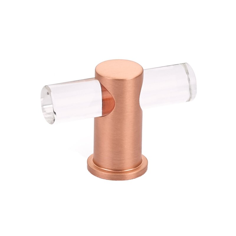 Schaub and Company 2" Adjustable Clear Acrylic T-Knob In Brushed Rose Gold