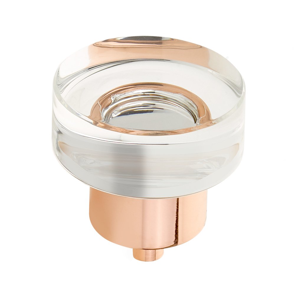 Schaub and Company 1 3/8" Diameter Round Disc Glass Knob in Polished Rose Gold