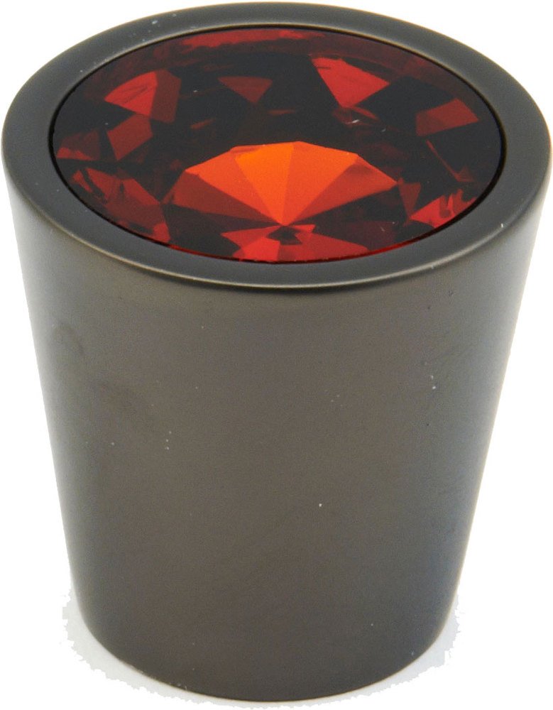Schaub and Company 1 1/16" Cylinder Knob in Bronze and Amber Glass
