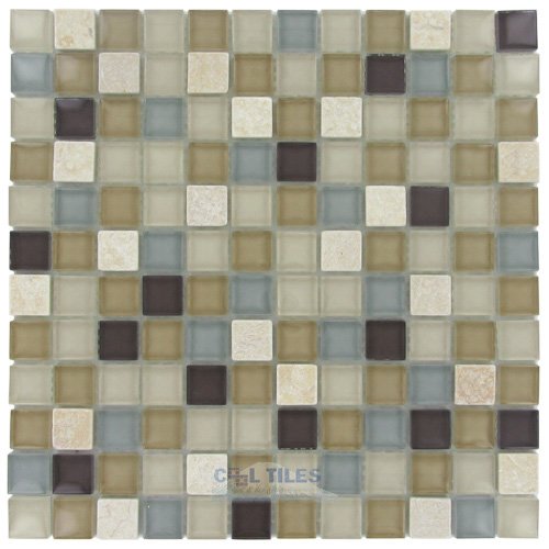 Stellar Tile 1" x 1" Glass & Stone Mosaic Tile in River