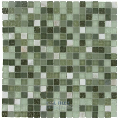 Stellar Tile 5/8" x 5/8" Glass & Stone Mosaic Tile in Emerald Isle (Single Sheet)
