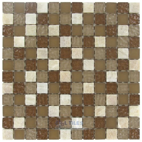 Stellar Tile 1" x 1" Glass & Stone Mosaic Tile in Amber