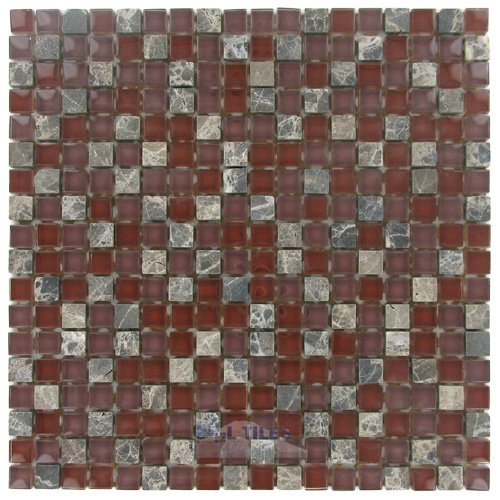 Stellar Tile 5/8" x 5/8" Glass & Stone Mosaic Tile in Bordeaux