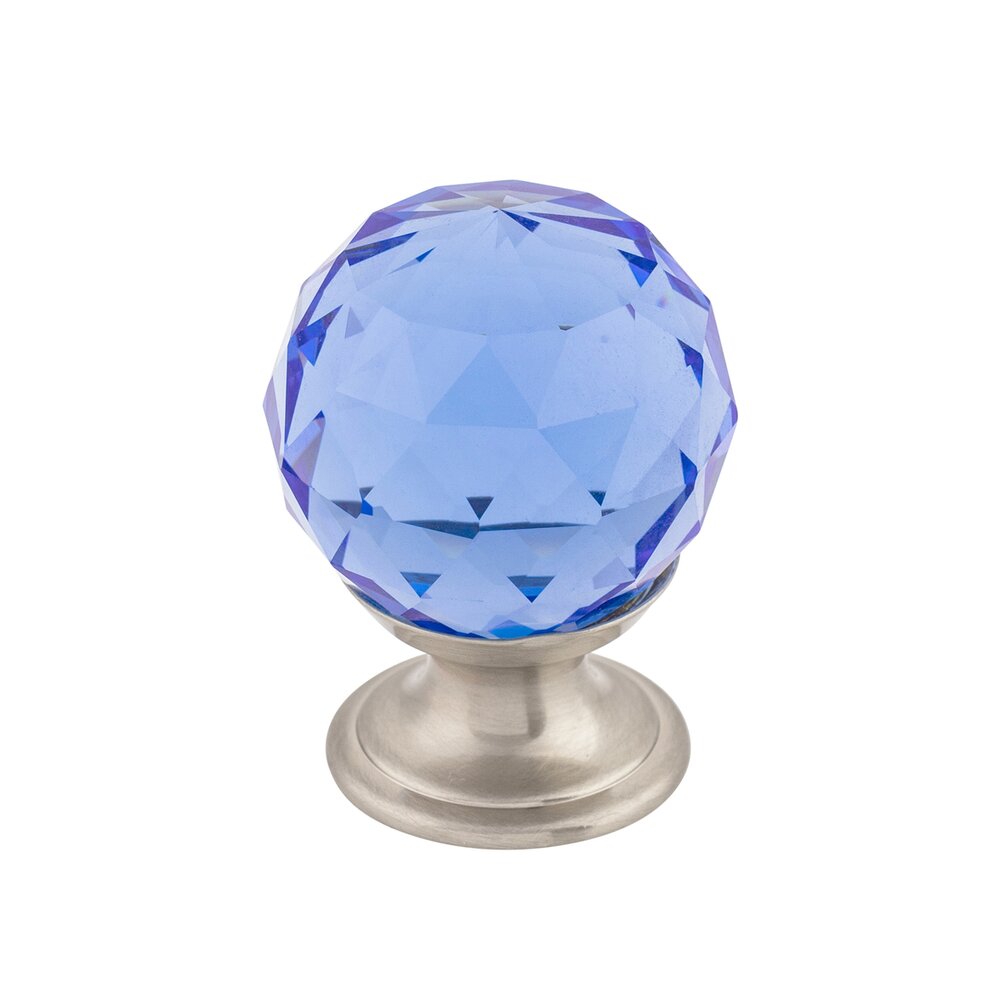 Top Knobs Blue Crystal 1 1/8" Diameter Mushroom Knob in Brushed Satin Nickel