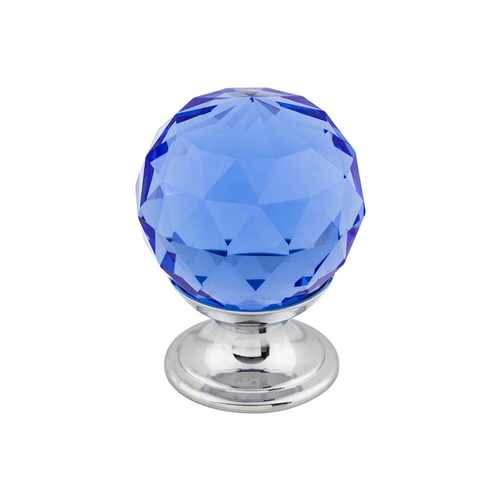 Top Knobs Blue Crystal 1 1/8" Diameter Mushroom Knob in Polished Chrome