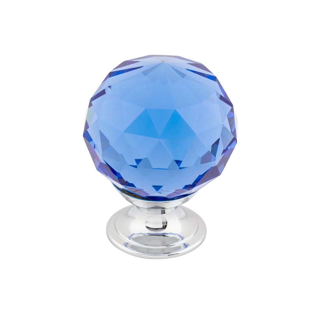 Top Knobs Blue Crystal 1 3/8" Diameter Mushroom Knob in Polished Chrome