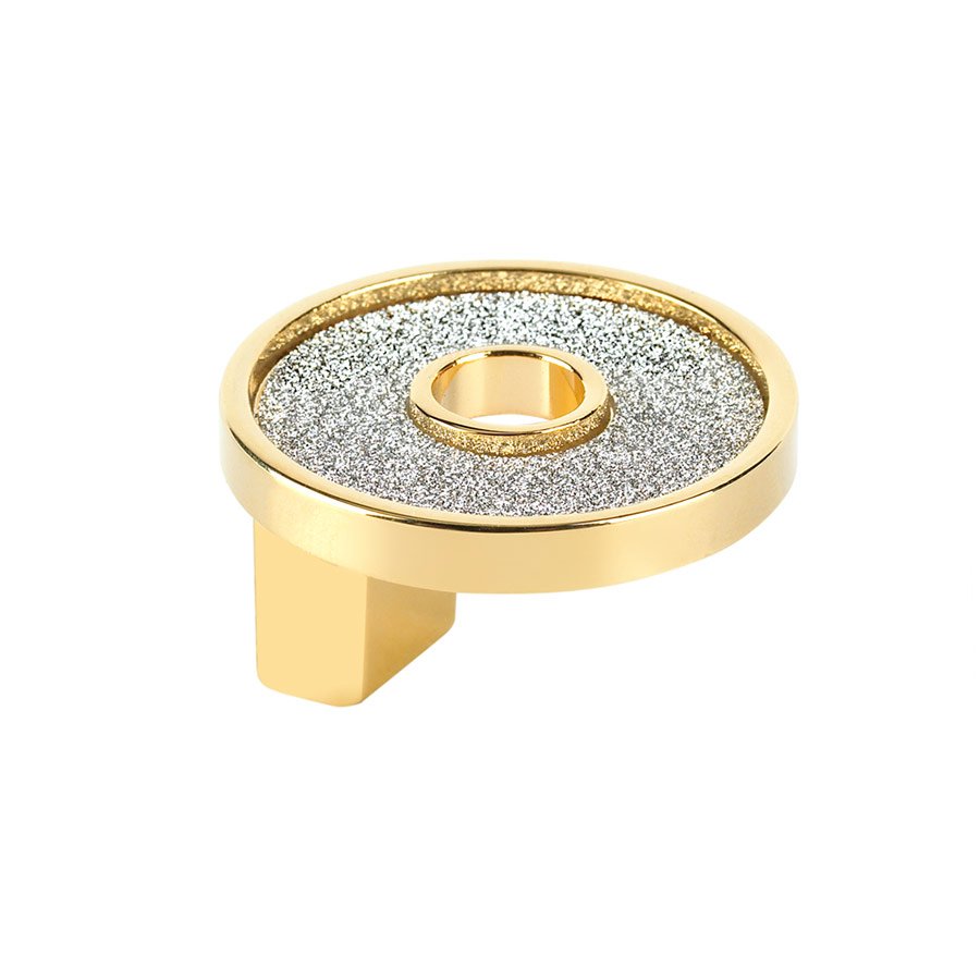 Topex 1 1/4" Small Round Knob With Hole - Sparkling Swarovski in Gold