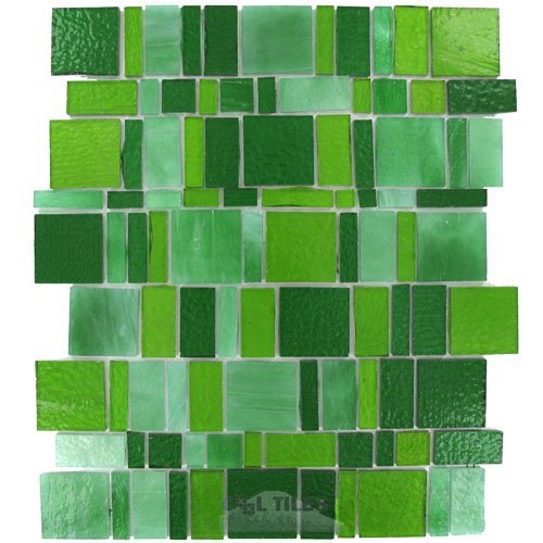 Vicenza Mosaico Glass Tiles Handcut Glass Mesh Mounted Sheets In Verde